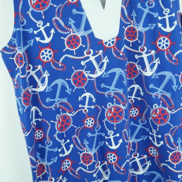 Talbots 1X Dress Sleeveless Nautical Sailor Print Resort Country Club Preppy - Picture 3 of 7